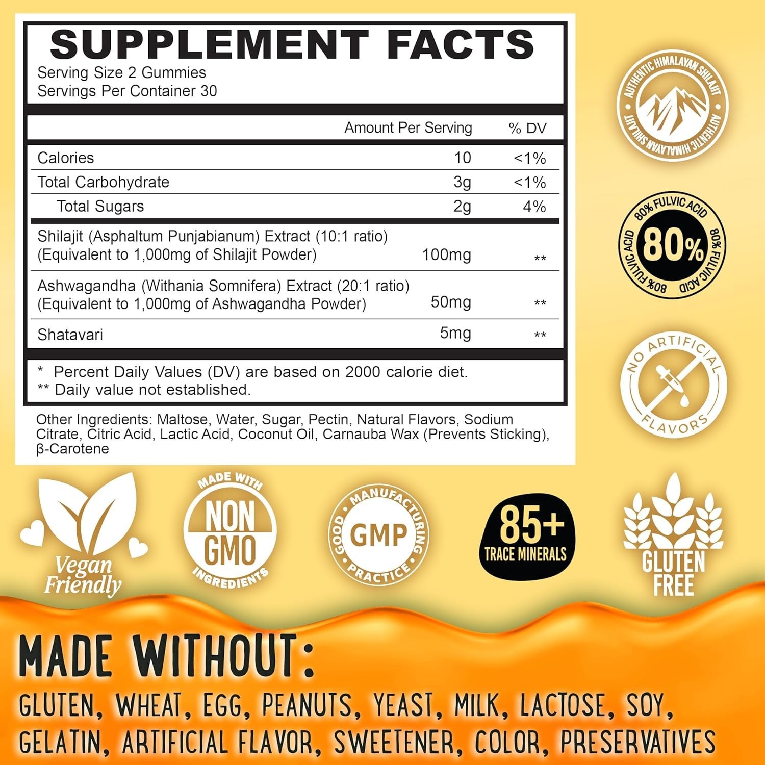 Oh My Chewy Pure Himalayan Shilajit Gummies with Ashwagandha Peach & Mango 60 ct