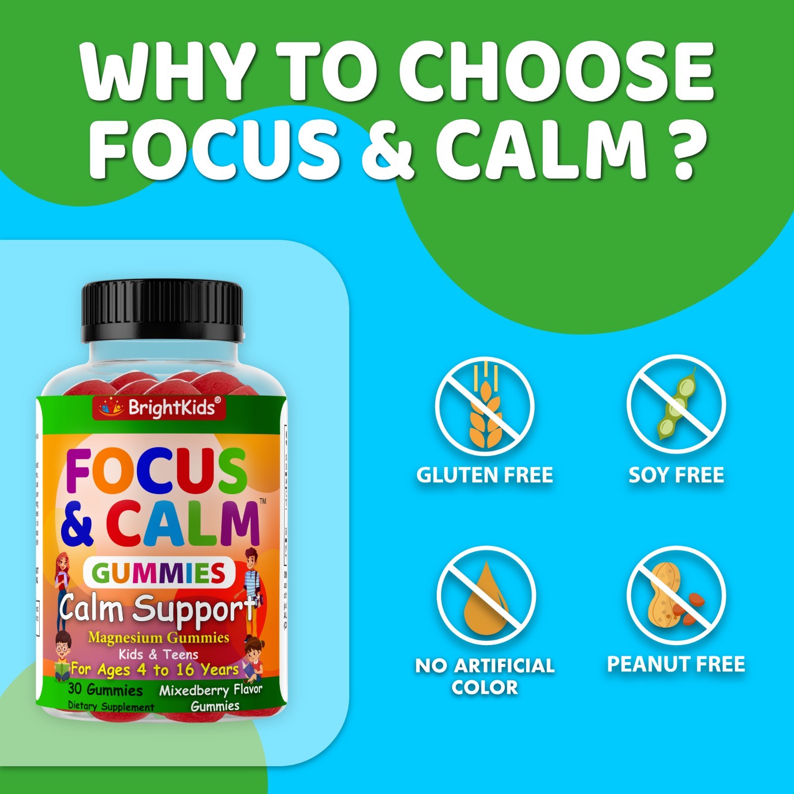 Brain Booster Supplement For Kids & Teens, Support Memory, Kids Vitamin 12/12/25