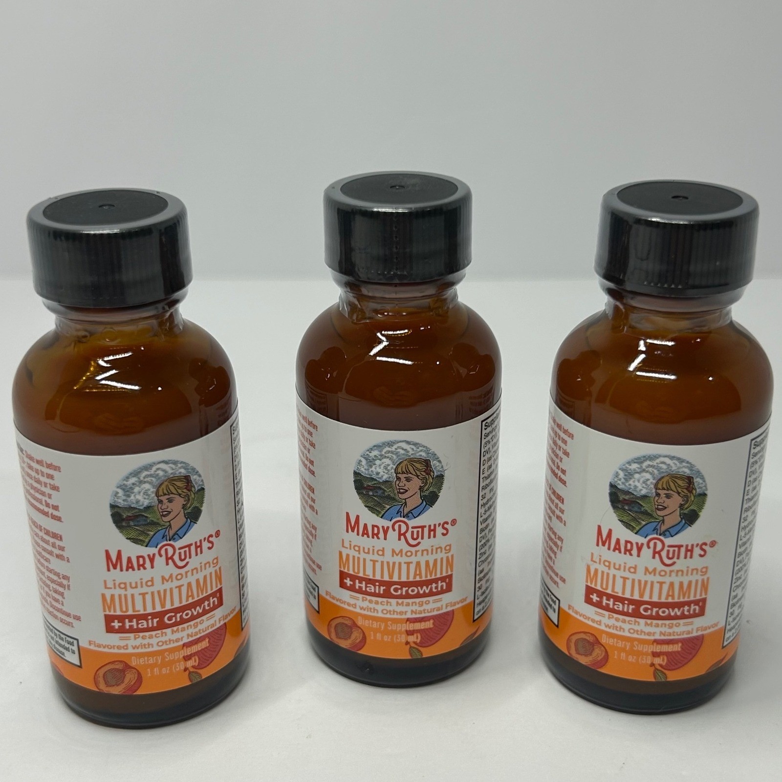 MaryRuth’s Liquid Morning Multivitamin Hair Growth Peach Mango 1oz 3 Pack 08/26