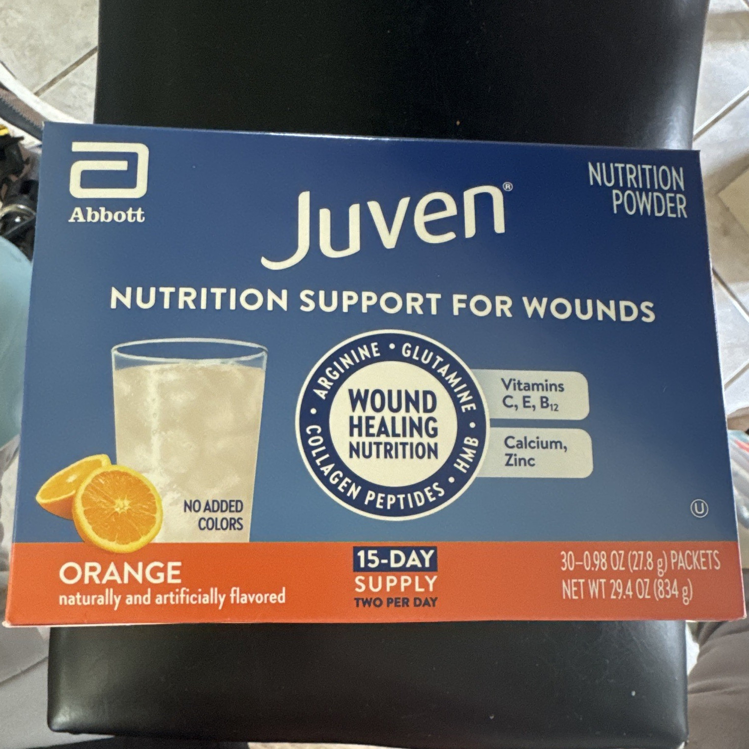 Abbott Juven Wound Healing Nutrition Powder Orange, 30 Packets, No Added Colors