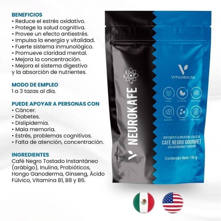 V-Neurokafe Premium Coffee Vegan Keto Friendly Ginseng, Nootropic Blend, 150g