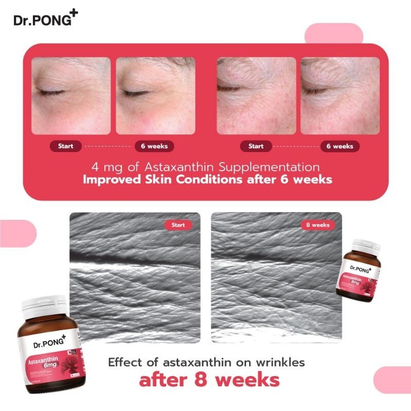 Dr.Pong Natural Astaxanthin 6mg AstaREAL Japan Anti-Aging Supplement