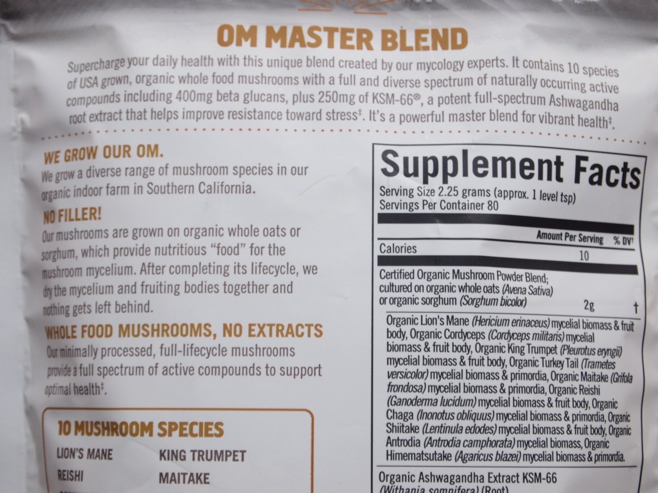 OM Master Blend MUSHROOMS & ADAPTOGENS 80 Servings ORGANIC Superfood 180g