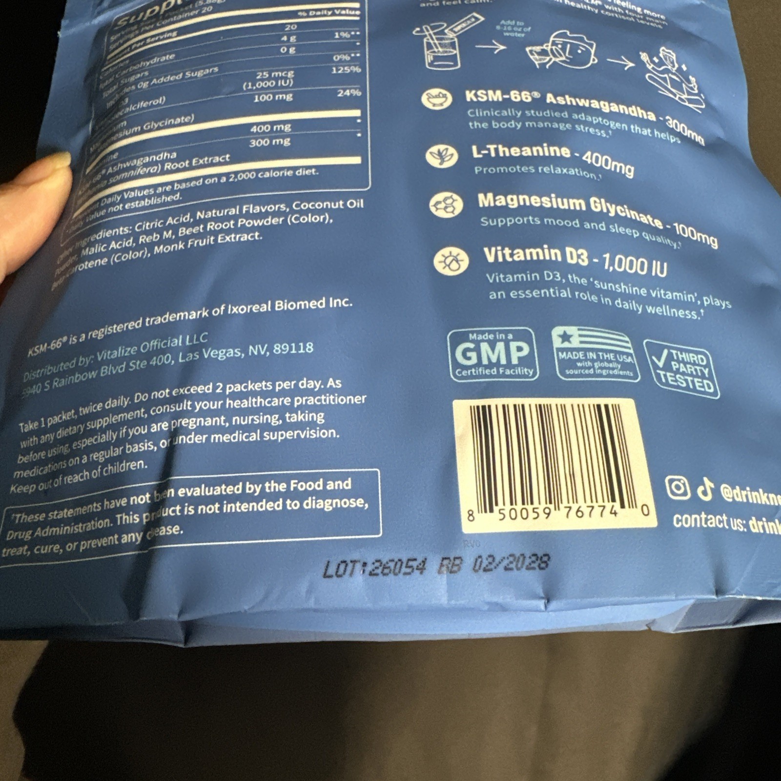 Nello Supercalm Calming Drink Mix Supplement – Blue Coconut – 20ct EXP:03/2027