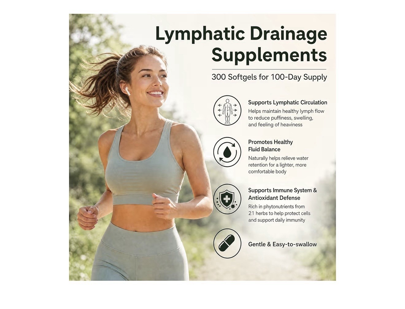 Shapeingirl Lymphatic Drainage 6000mg Herbal Complex 300 Softgels GMO-Free