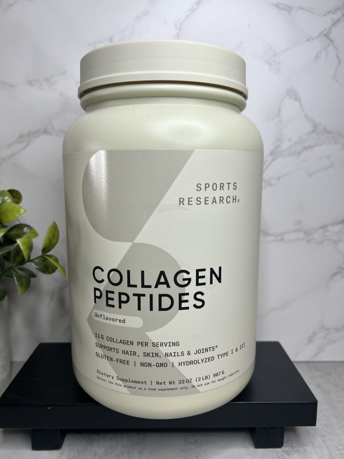 Sports Research Collagen Peptides Powder Unflavored 32oz (2lb) Exp 02/2029