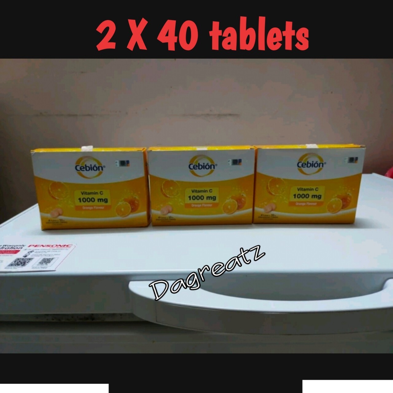 2x 40 Tablets CEBION Effervescent Vitamin C 1000mg Daily Supplement OrangeFlavor