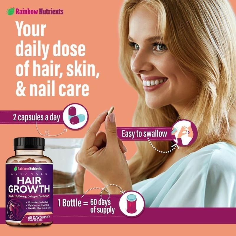 24-in-1 Advanced Hair development Vitamin | 10,000mcg, Biotin Collagen, Patente