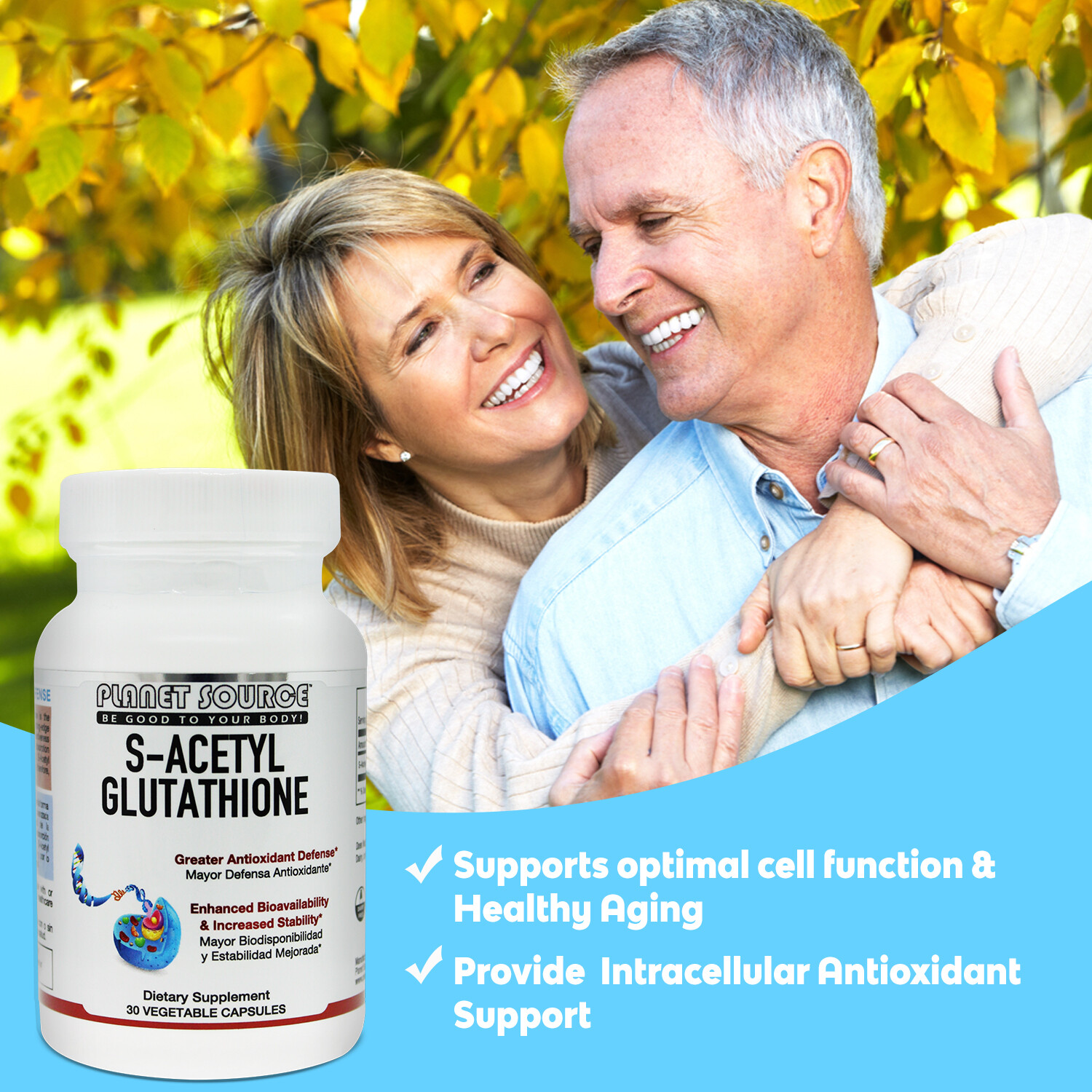 Planet Source S-Acetyl Glutathione 200 Mgs per serving – 30 Veggie capsules