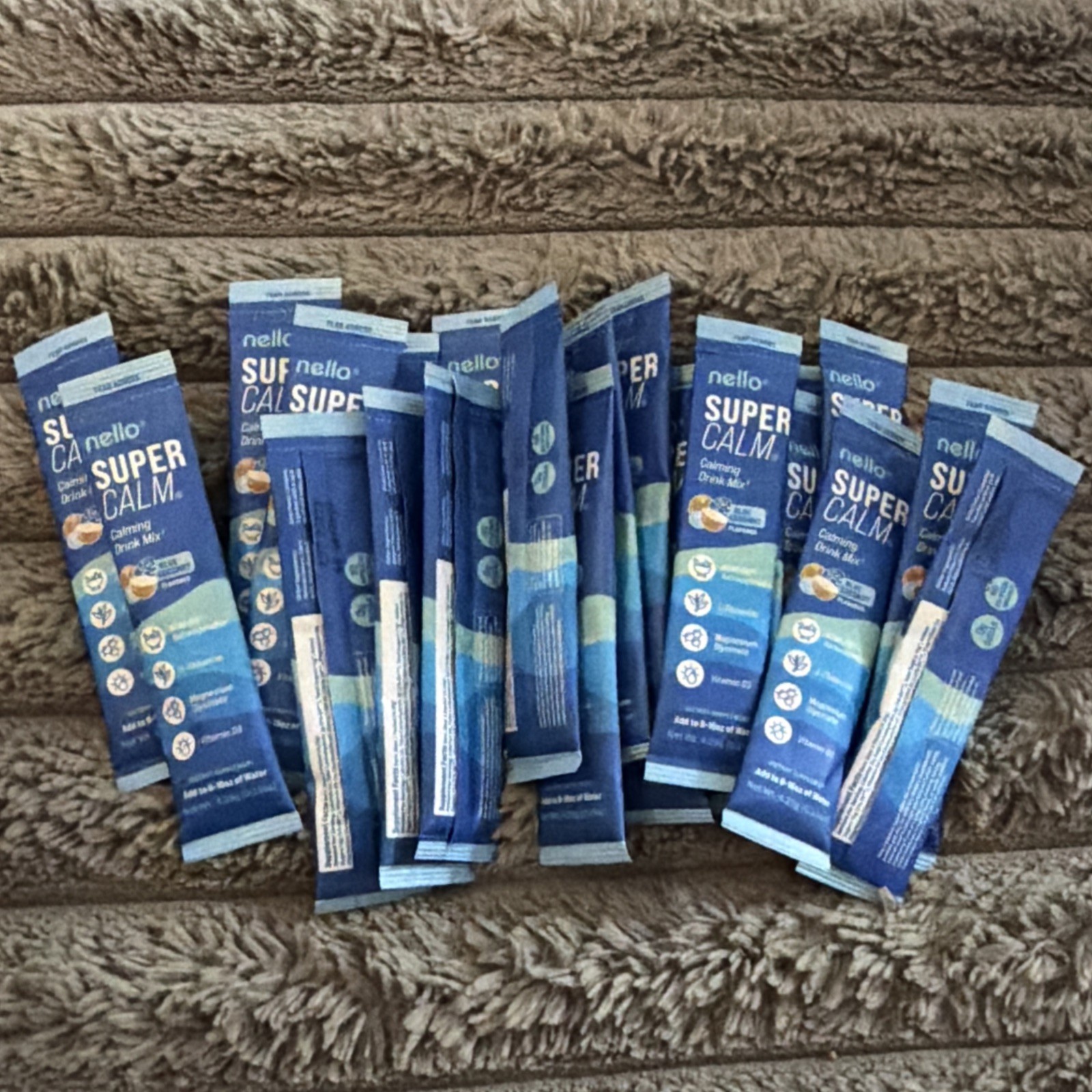Nello Supercalm Calming Drink Mix Supplement – Blue Coconut – 24 Count EXP 08/27