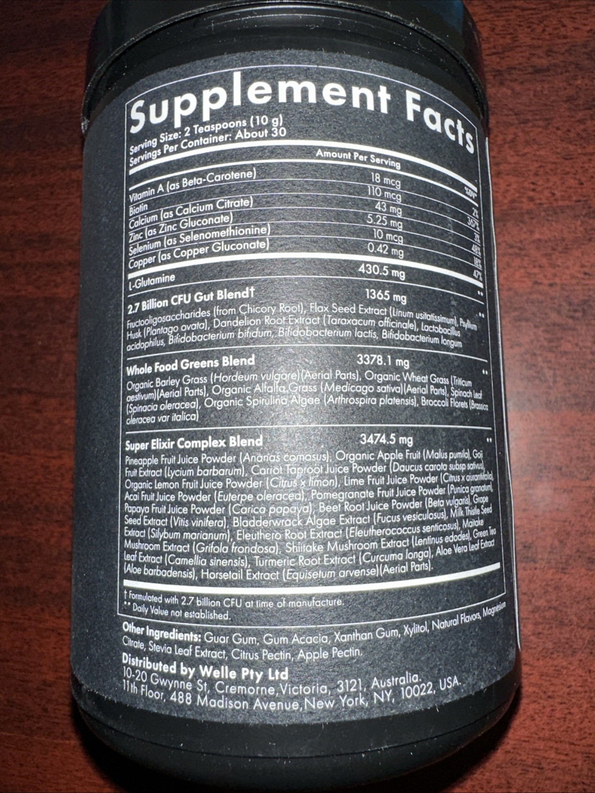 WelleCo Super Elixir Daily Greens Pineapple/Lime 10.5oz EXP 2/2027 SEALED