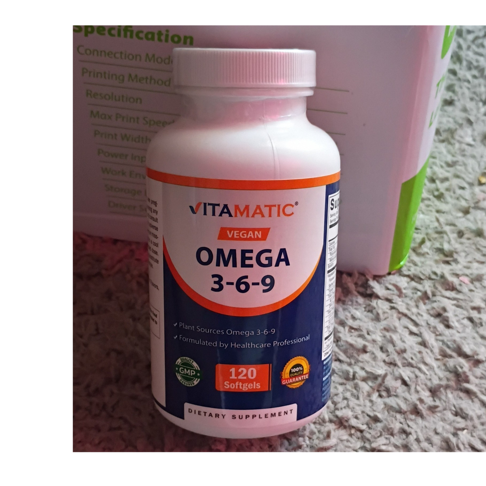 Vitamatic Vegan Omega 3-6-9 2500mg Non-GMO Sugar-Free 120 Softgels