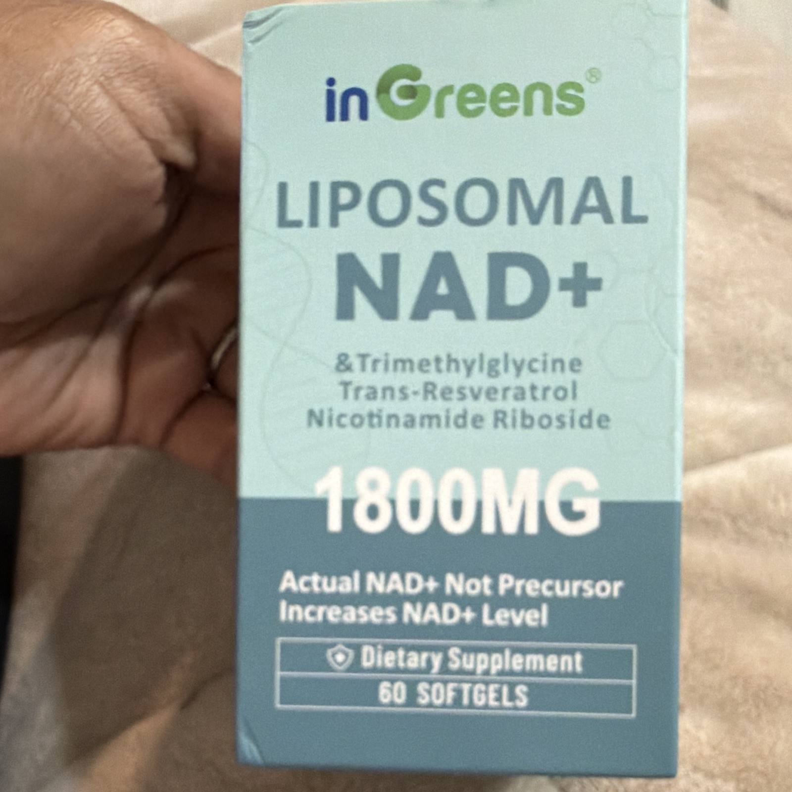 inGreens Liposomal NAD+ 1800mg 60 Softgels NR TMG Resveratrol GMP Exp 02/2027