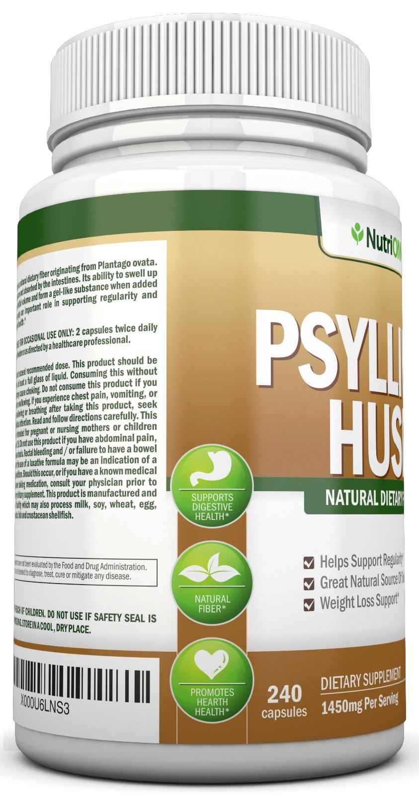 PSYLLIUM HUSK CAPSULES – 1450mg Per Serving – 240 Capsules – Premium Product