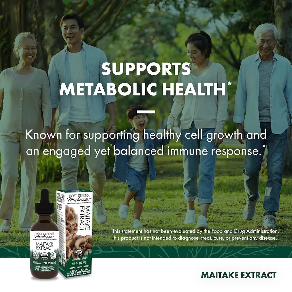 Host Defense Maitake Extract 2 Oz Organic Blood Sugar Support* Fungi Perfecti