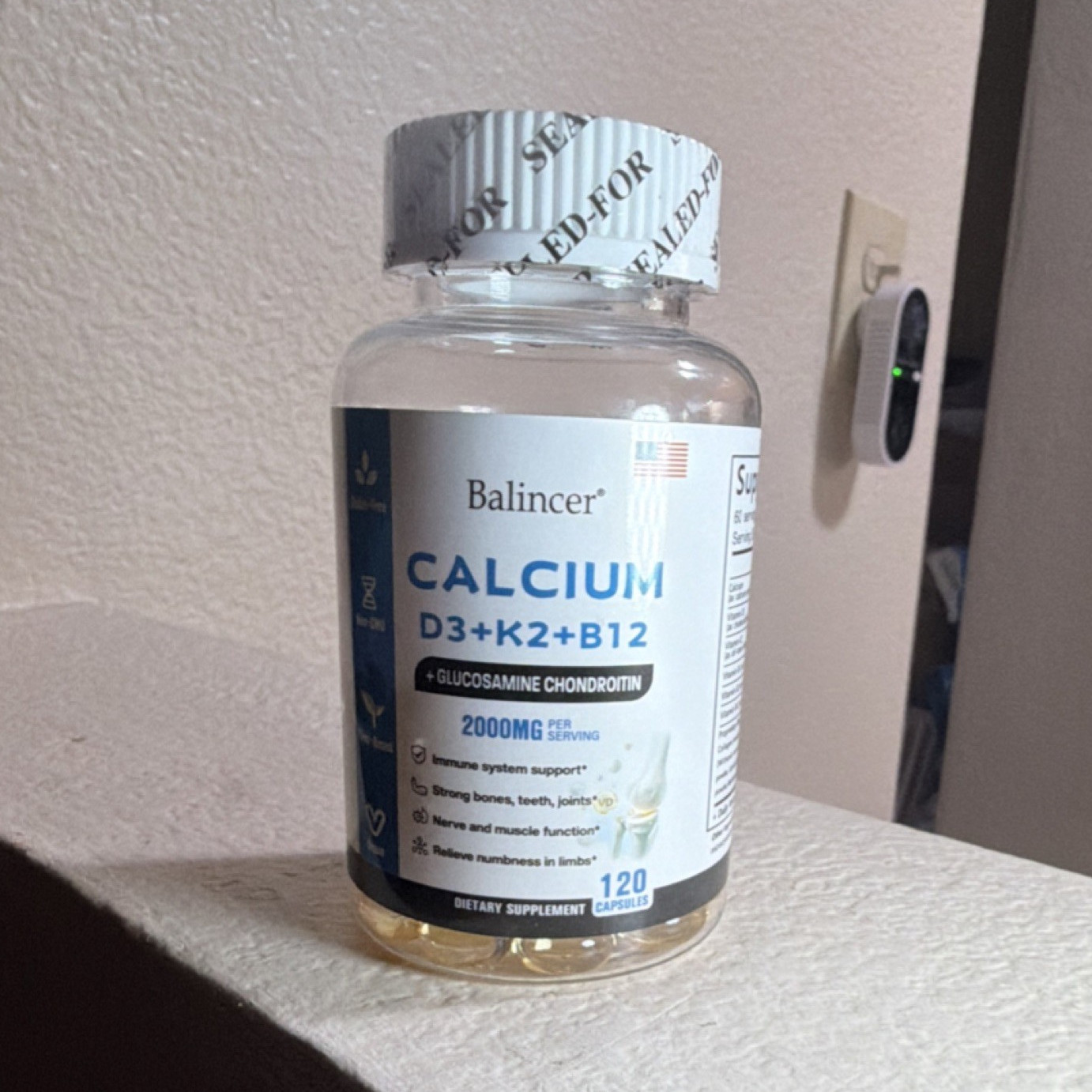 Balincer Calcium D3 K2 B12 Glucosamine Chondroitin Capsules Adult 120 Vegan