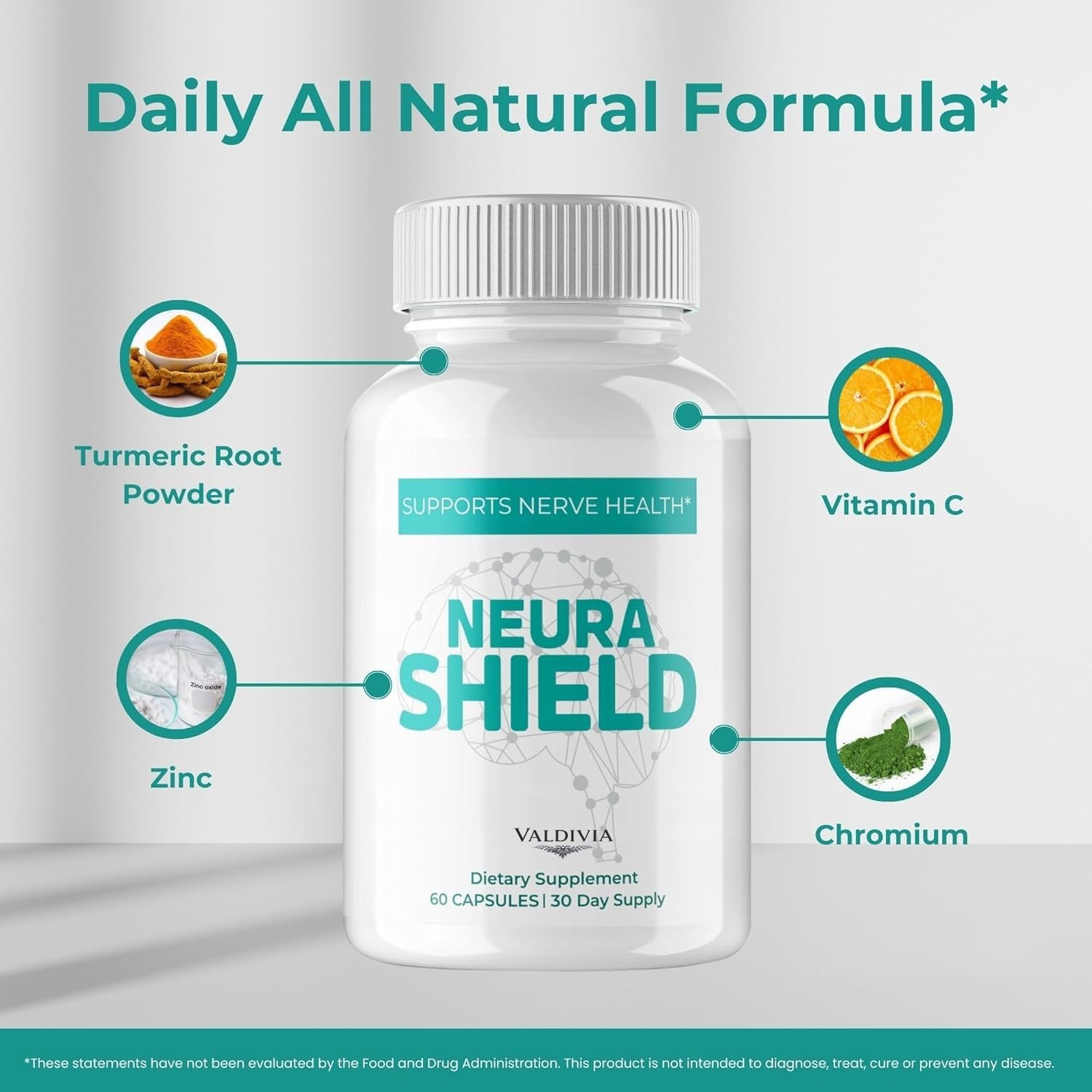 Valdivia NeuraShield 180 Capsules 3 Pack Nerve Support Supplement Made in USA