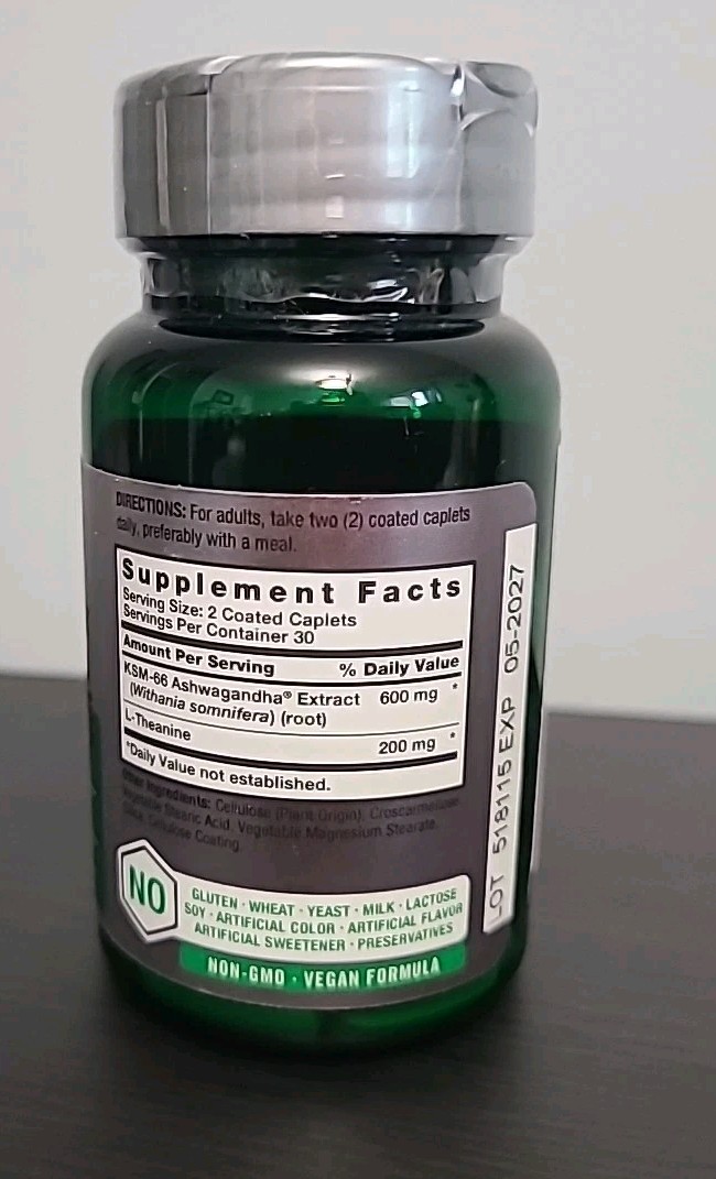 Horbaach KSM-66 Herbal Supplement 600mg, 60 Costed Non GMO Vegan Caps Exp 5/2027