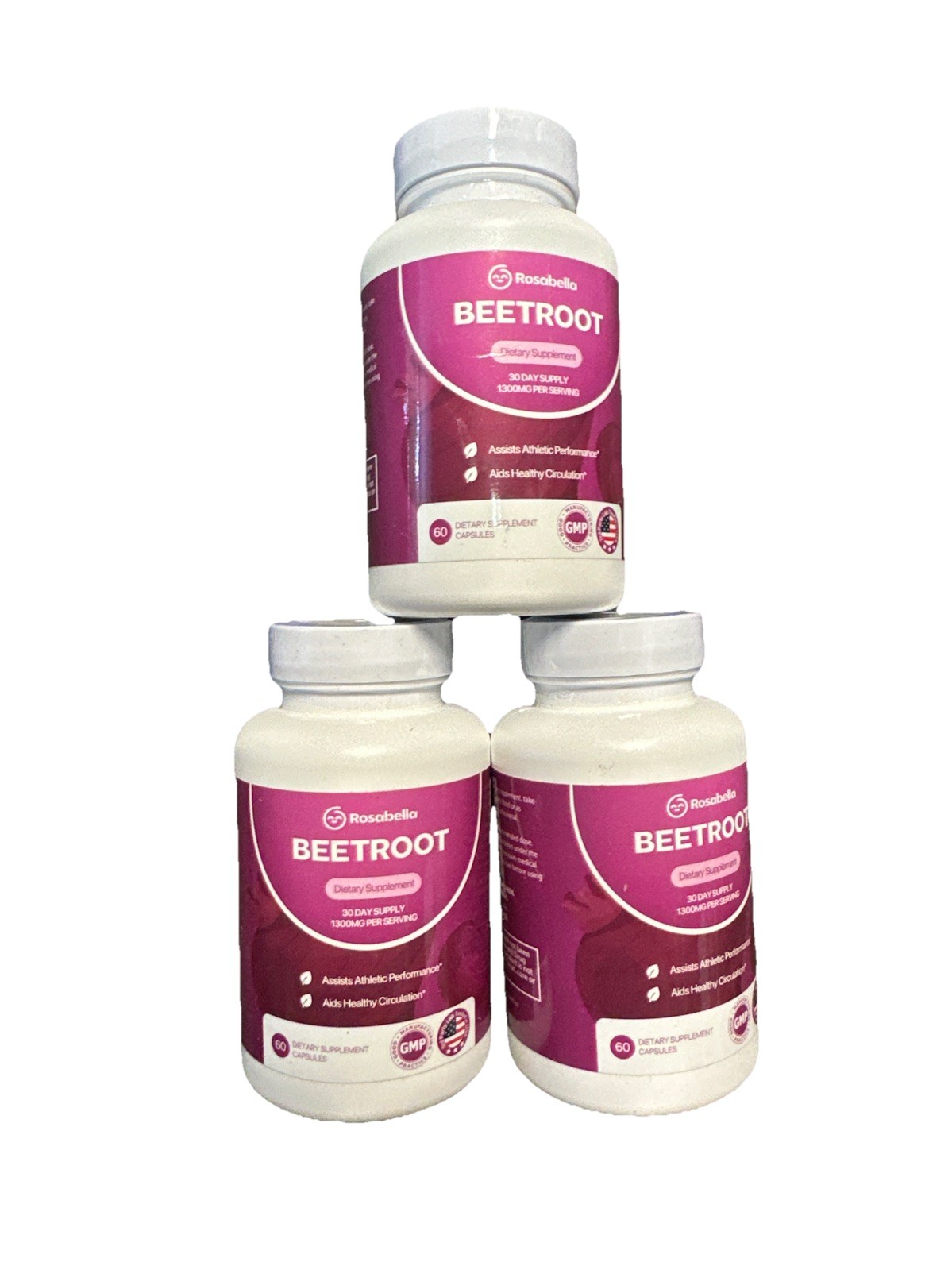 ❤️3pk Rosabella Organic BeetRoot 60 Capsules Dietary Supplement EXP. 03/2028