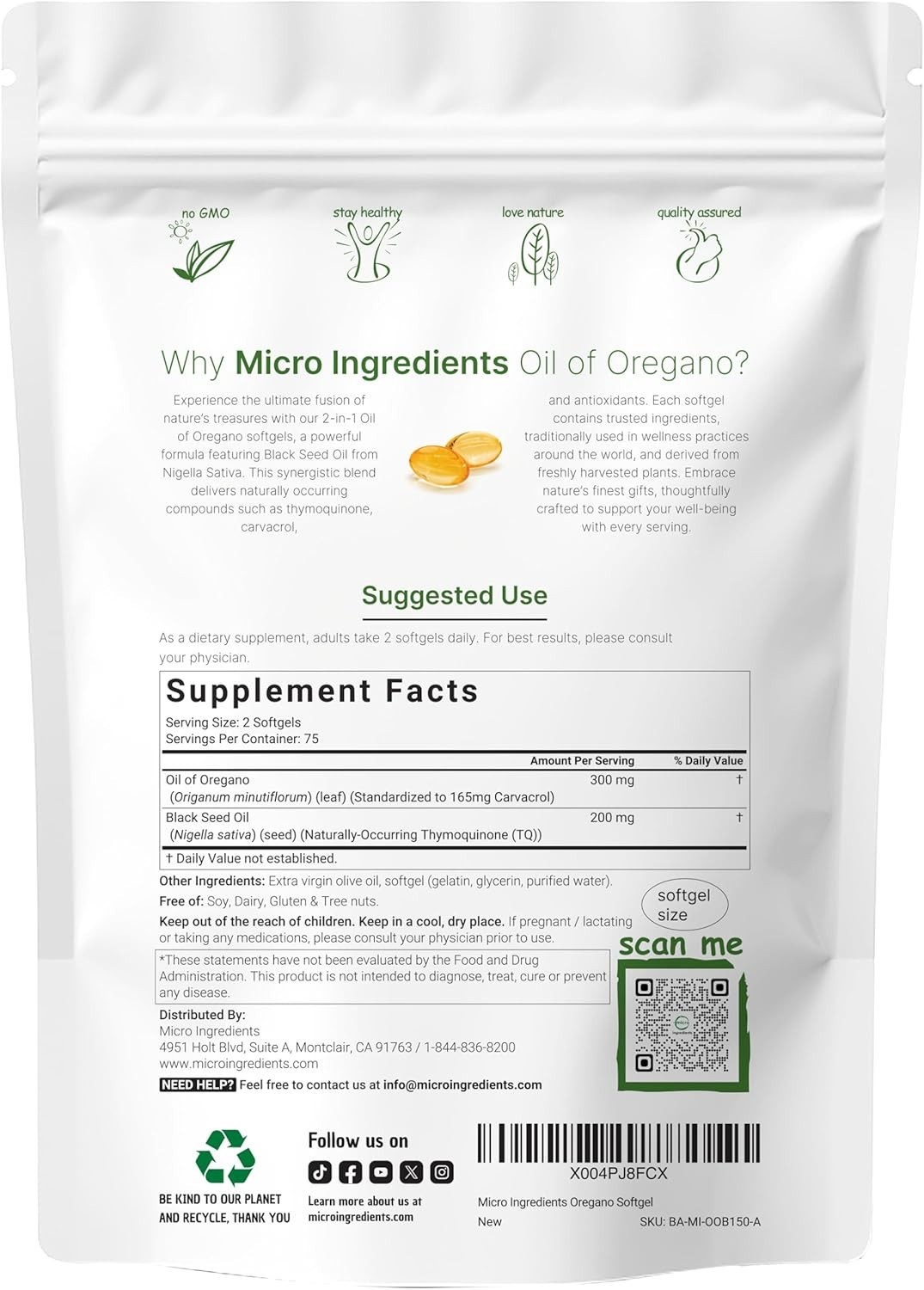 Micro Ingredients Oregano Oil with Black Seed Oil