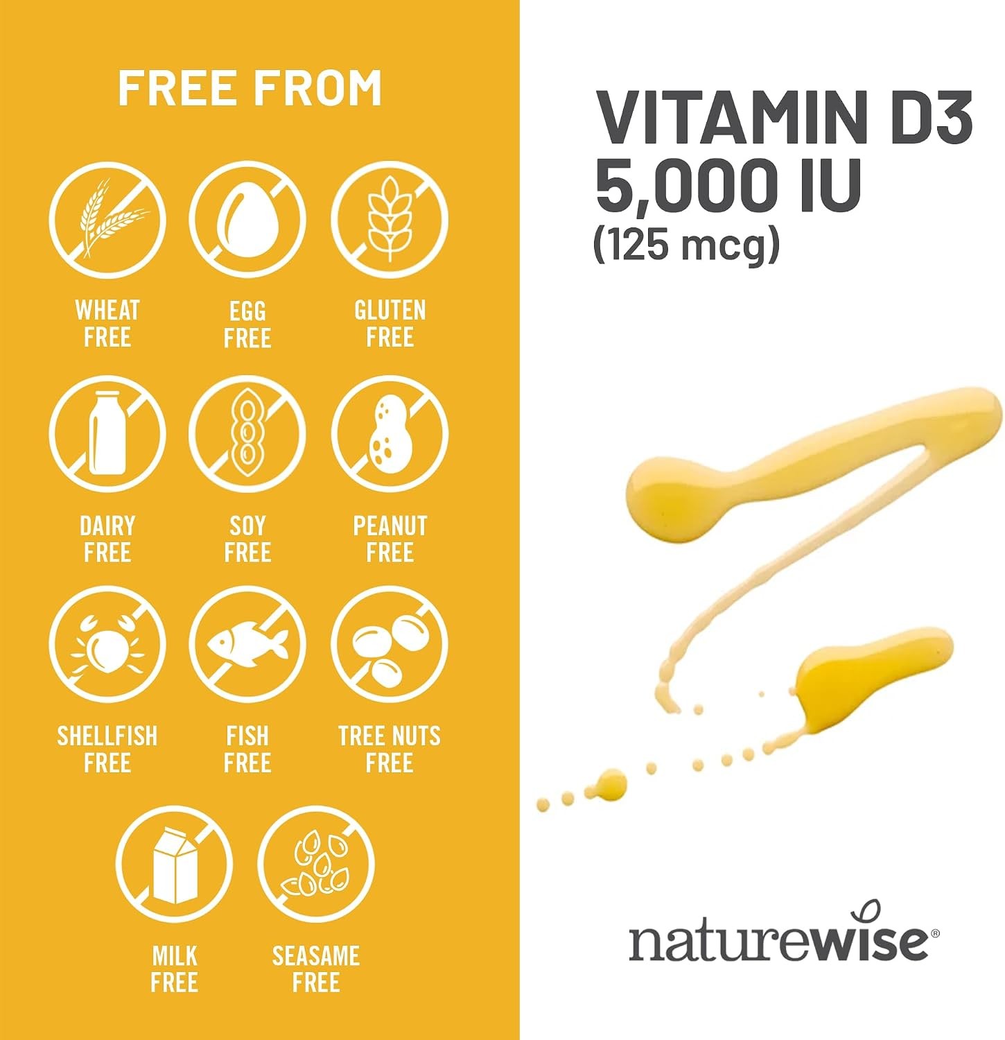 NatureWise Vitamin D3 5000iu (125 mcg) 30-Day Supply for Immune Support, Healthy