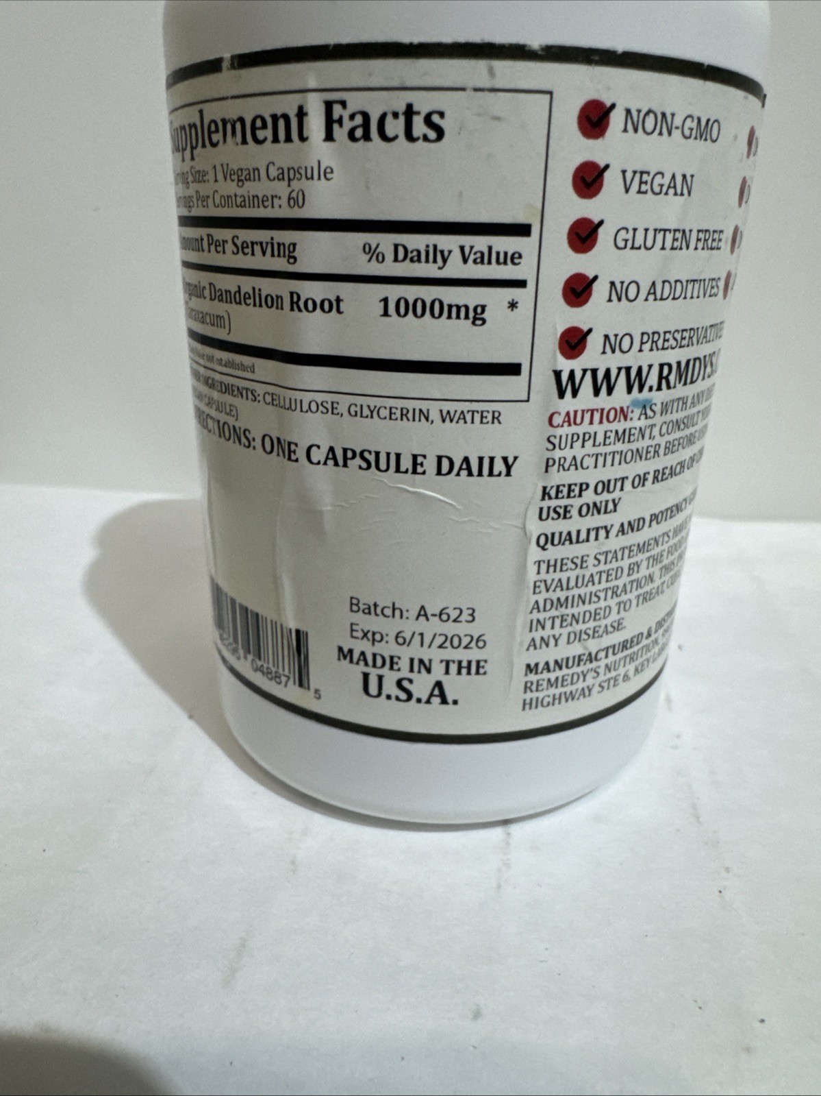 Remedy’s Nutrition Dandelion Two Month Supply 6/1/2026 New Sealed
