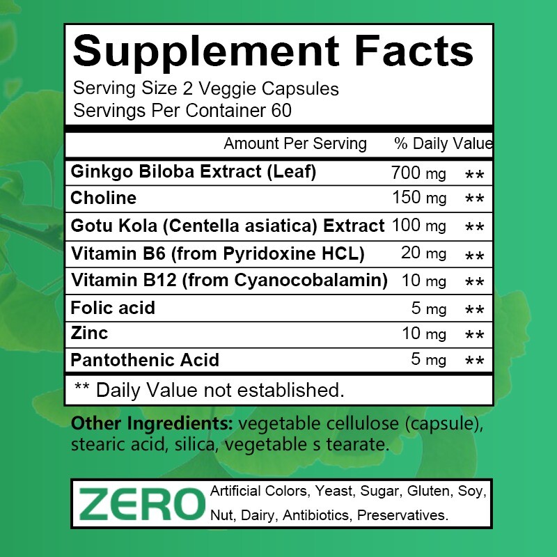 Balincer Ginkgo Biloba Extract 1000mg, 30 To 120 Caps – Gluten Free & Non-GMO