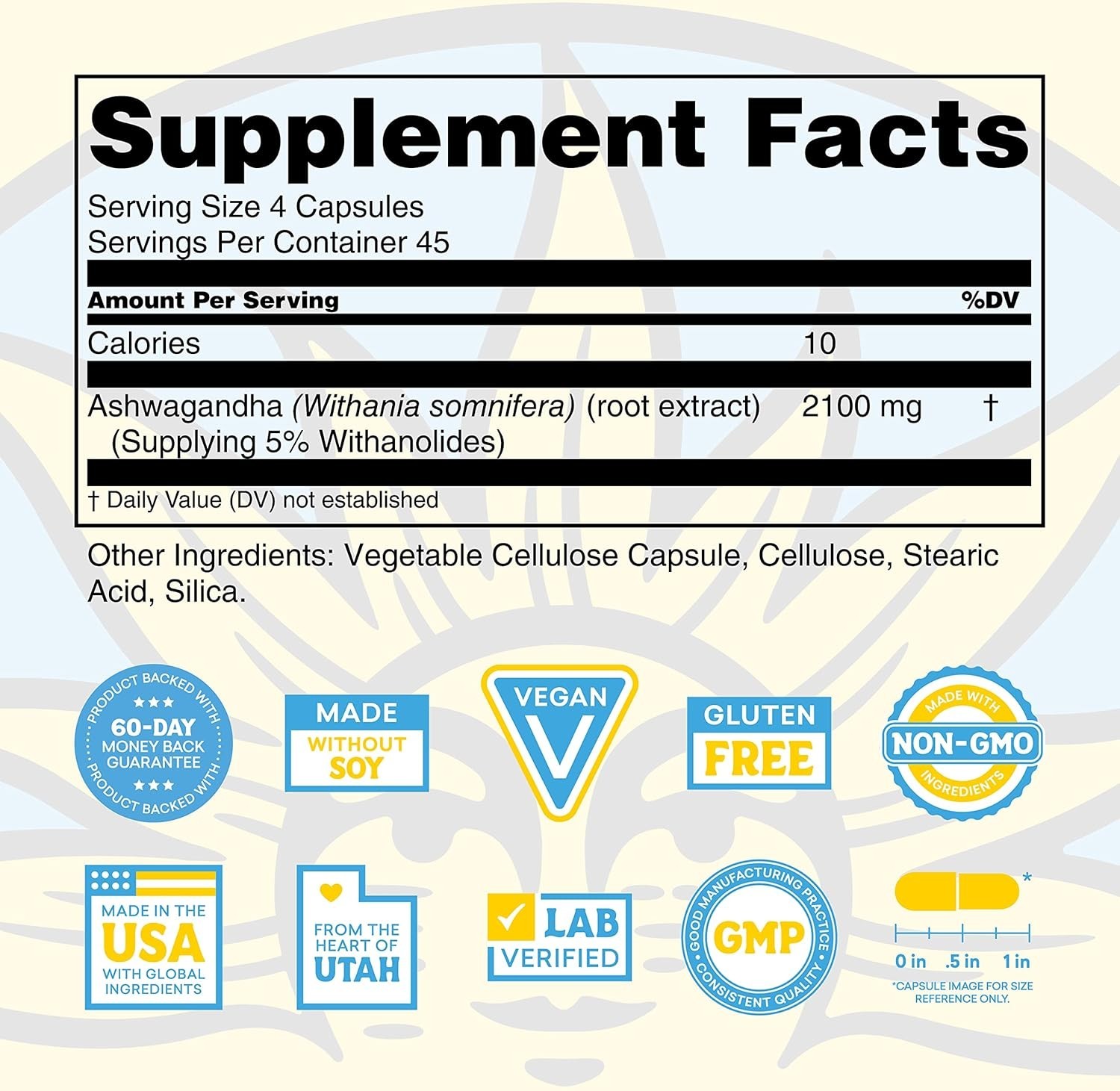 NATURE’S LIFE ASHWAGANDHA PURE ROOT EXTRACT 2100 MG 180 VEGAN CAPSULES