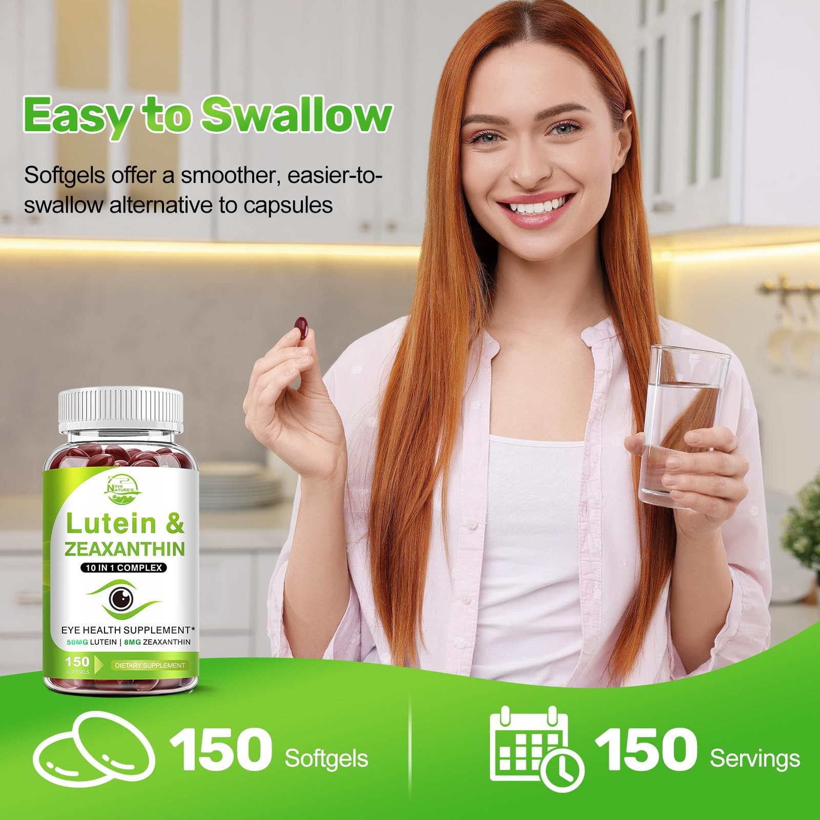 Lutein and Zeaxanthin Supplements, Eye Vitamin & 150 Count (Pack of 1)