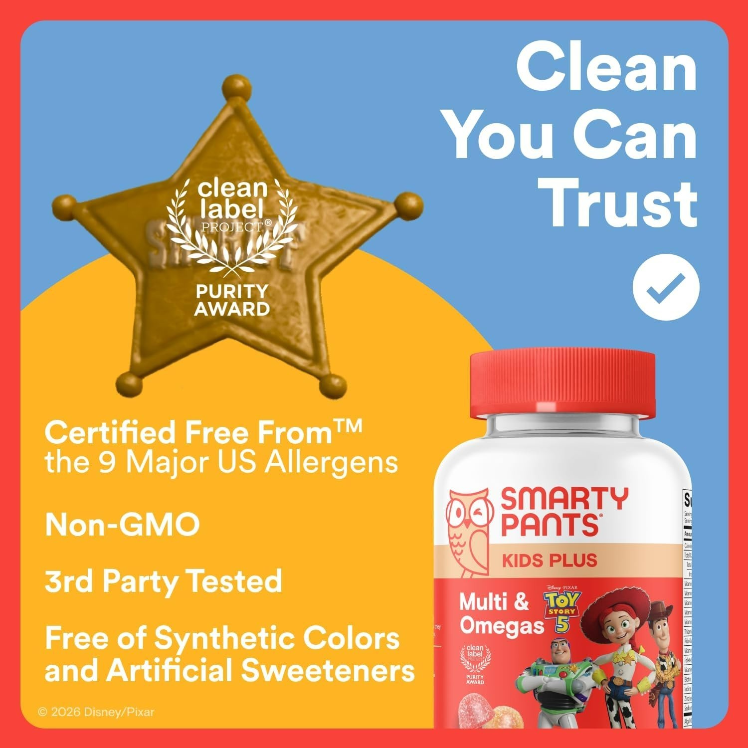 SmartyPants Kids Multivitamin Gummies Toy Story 5 Omega3 DHA EPA Vit D C E B12