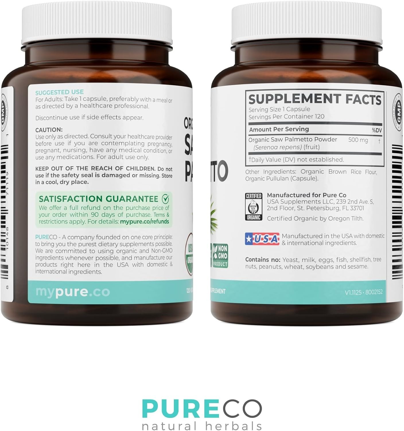 USDA Organic Saw Palmetto Supplement for Men & Women – Organic Saw Palmetto