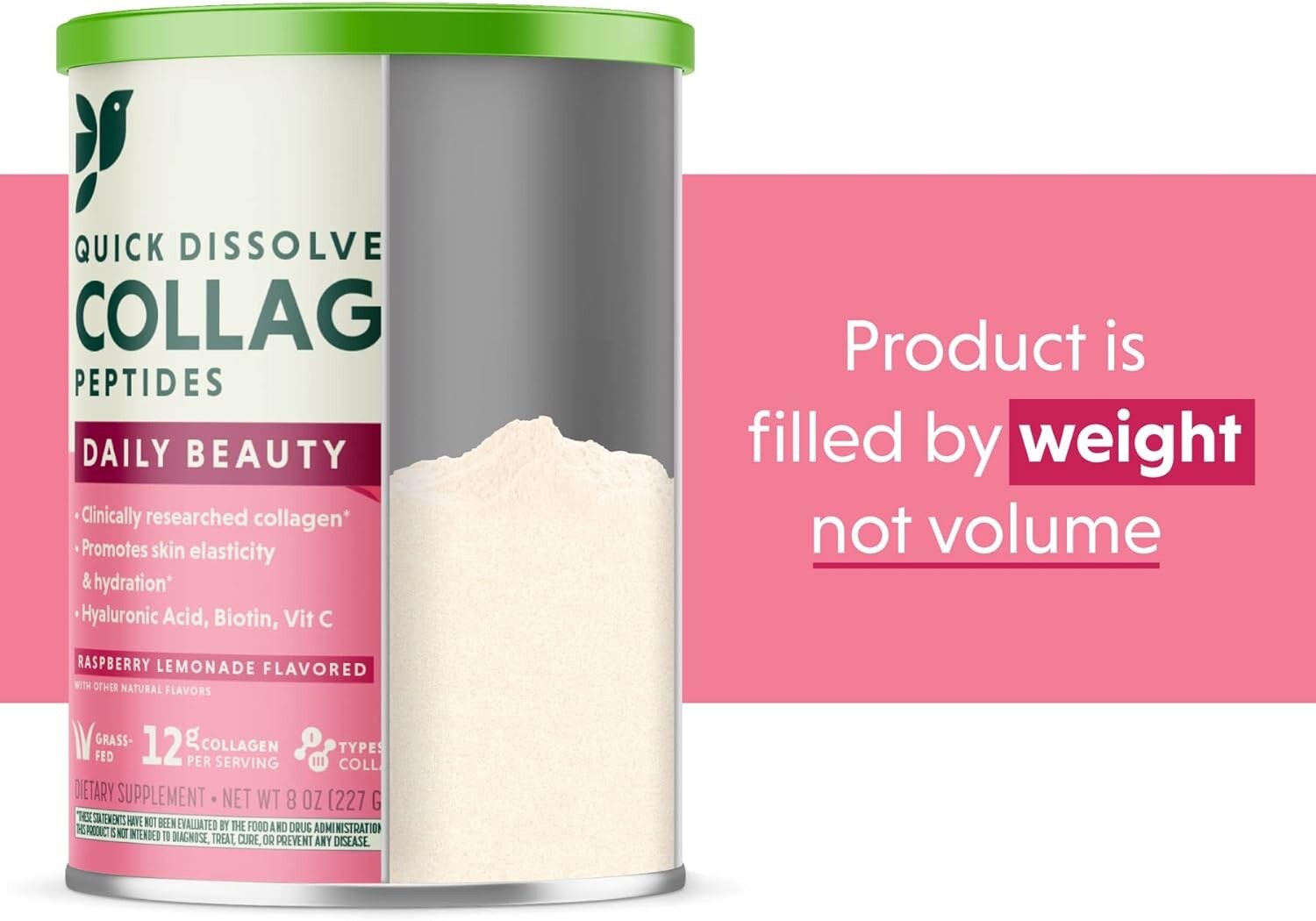 Great Lakes Wellness Daily Beauty Collagen Peptides – Raspberry Lemonade Flavor