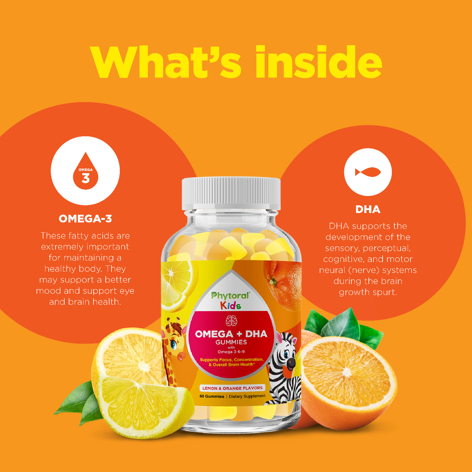 Vegetarian Omega 3 Gummies for Kids – Delicious DHA Omega 3 6 9 Gummy Vitamin