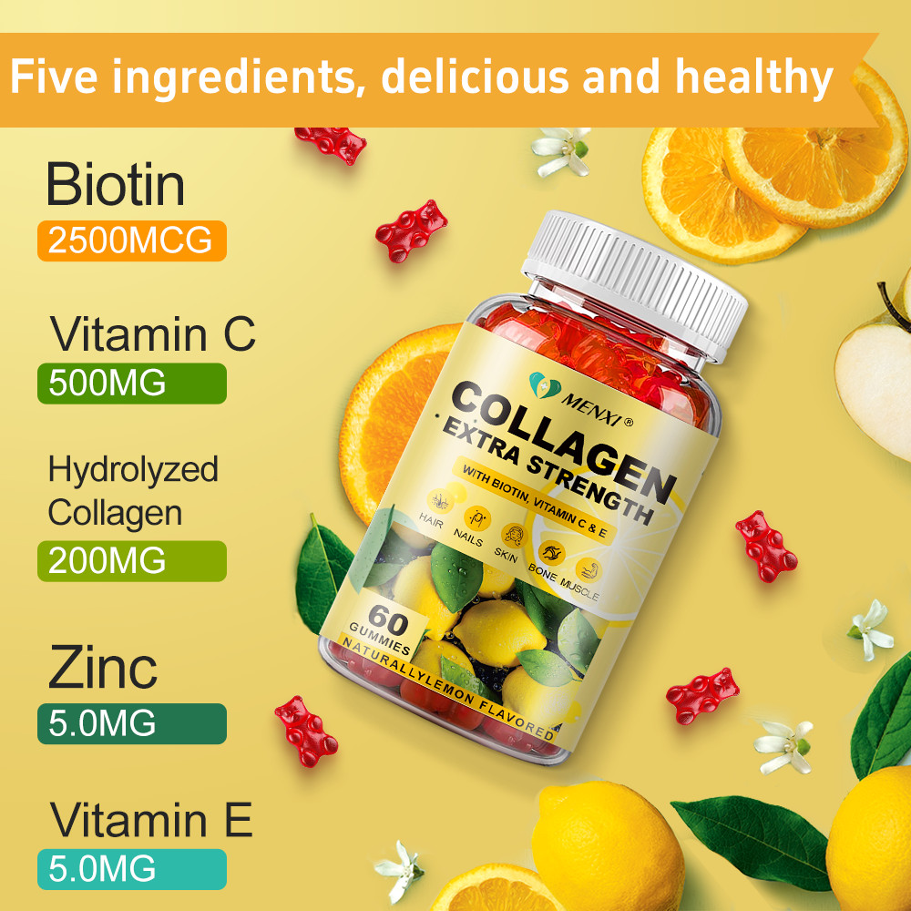 Biotin and Collagen Gummy Vitamins for Hair, Skin, and Nails – Extra Strength