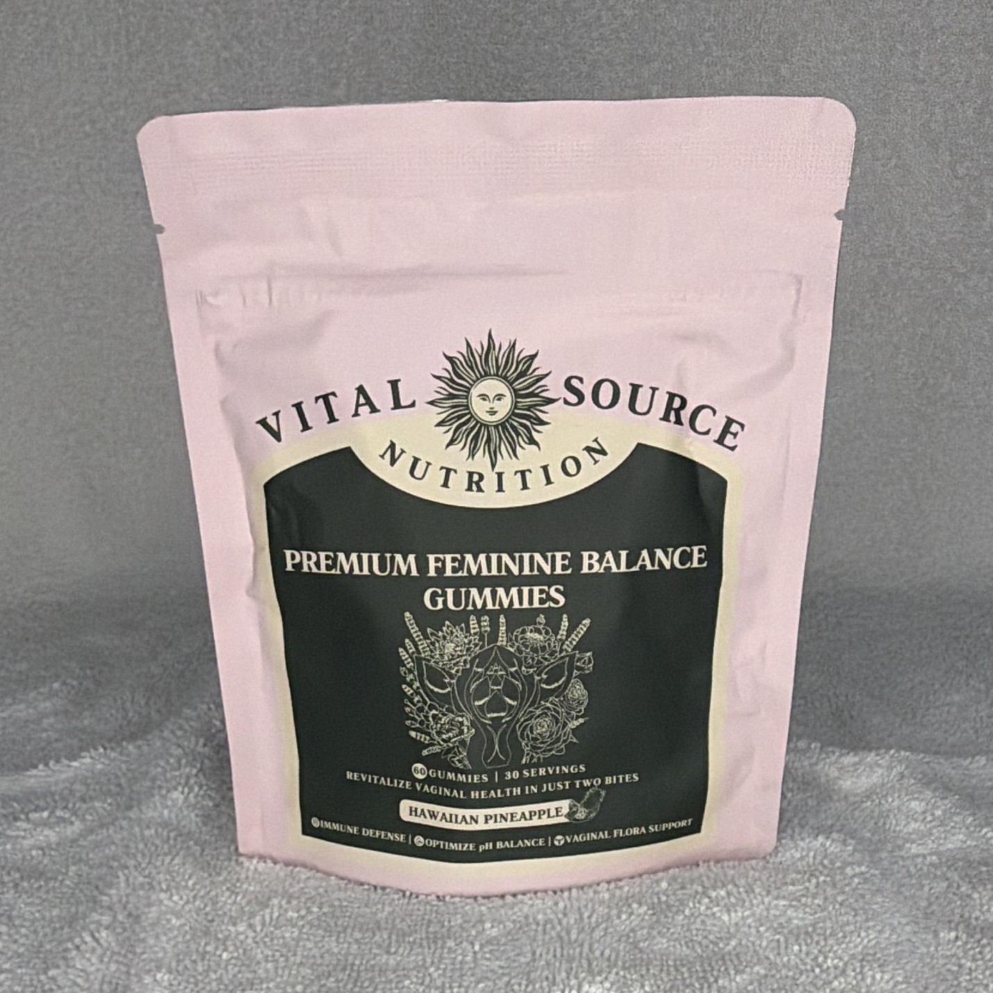 Vital Source Nutrition Feminine Balance Gummies, Hawaiian Pineapple, 60, Vegan