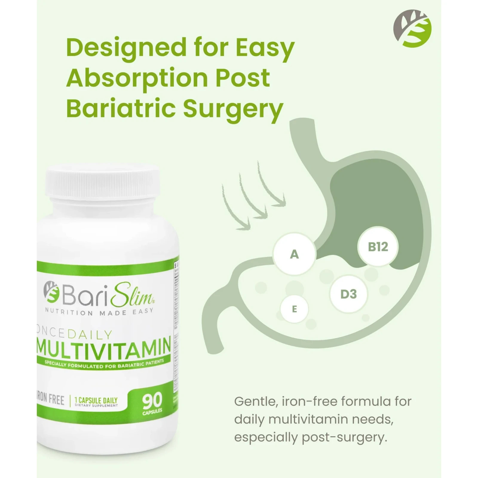 BariSlim Once Daily Multivitamin Iron Free Bariatric Dietary Supplement – 90ct