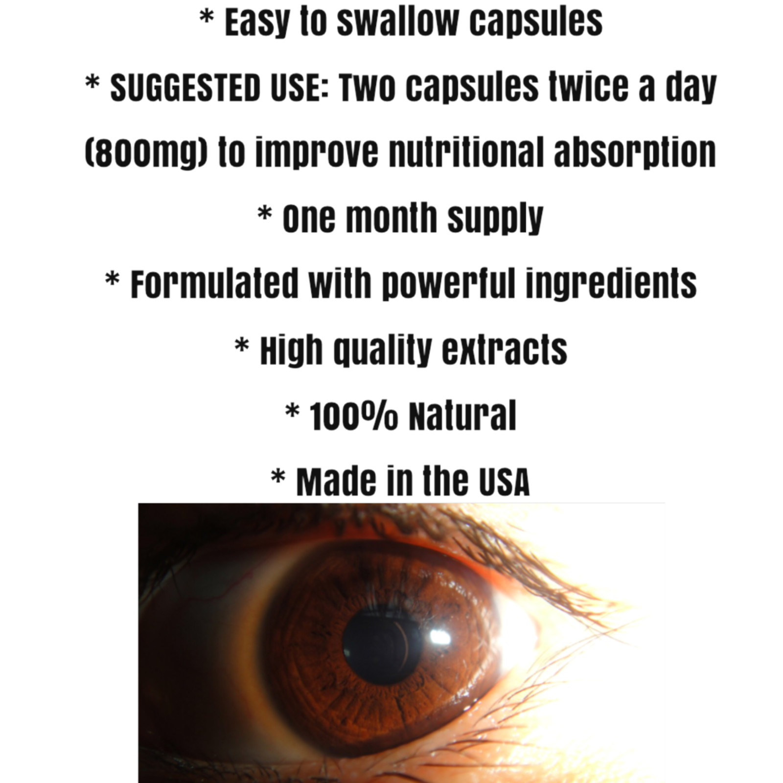 EYE CARE, 120 Capsules, Eye Vision Health, Bilberry Extract, Omega 3, Taurine.