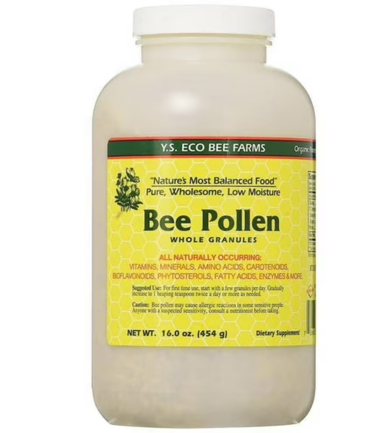 YS Organic Bee Farms Bee Pollen, Whole Granulars, 16 Ounce
