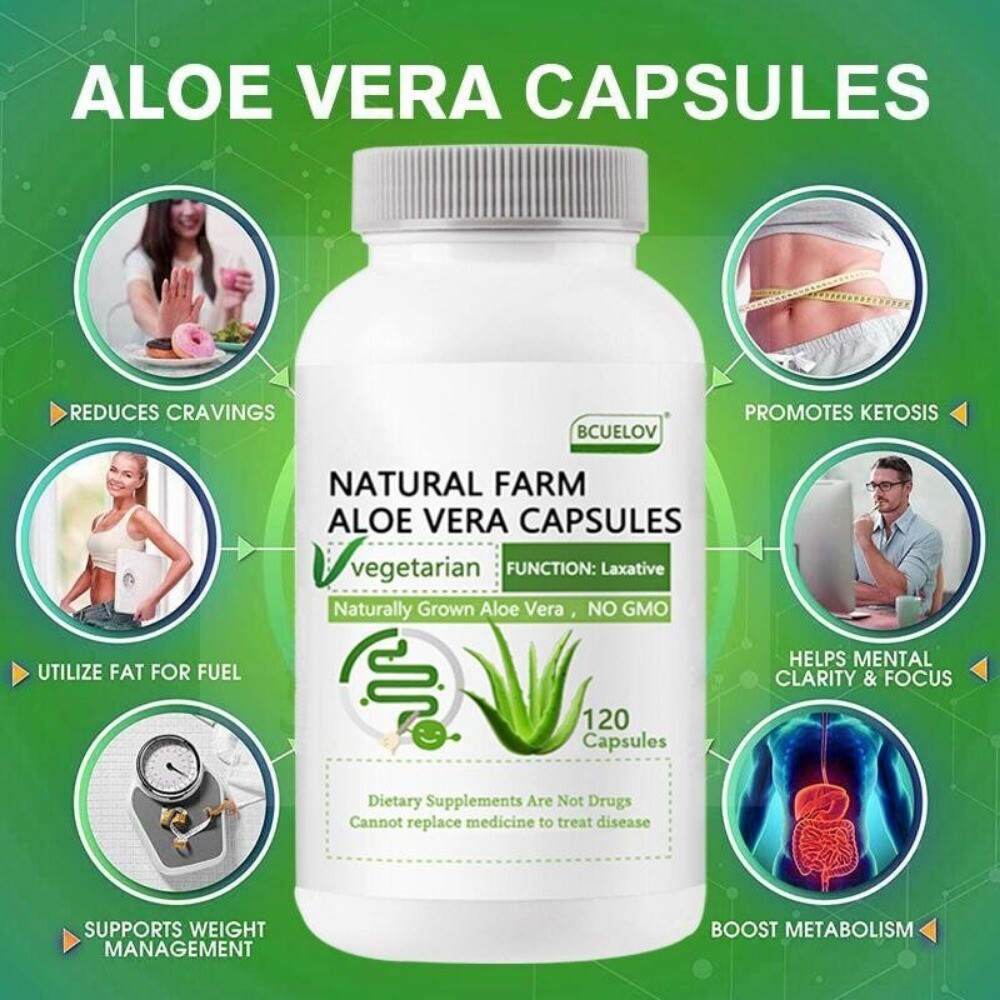 Aloe Vera -120 Capsules – 100% Pure Organic – Weight Management