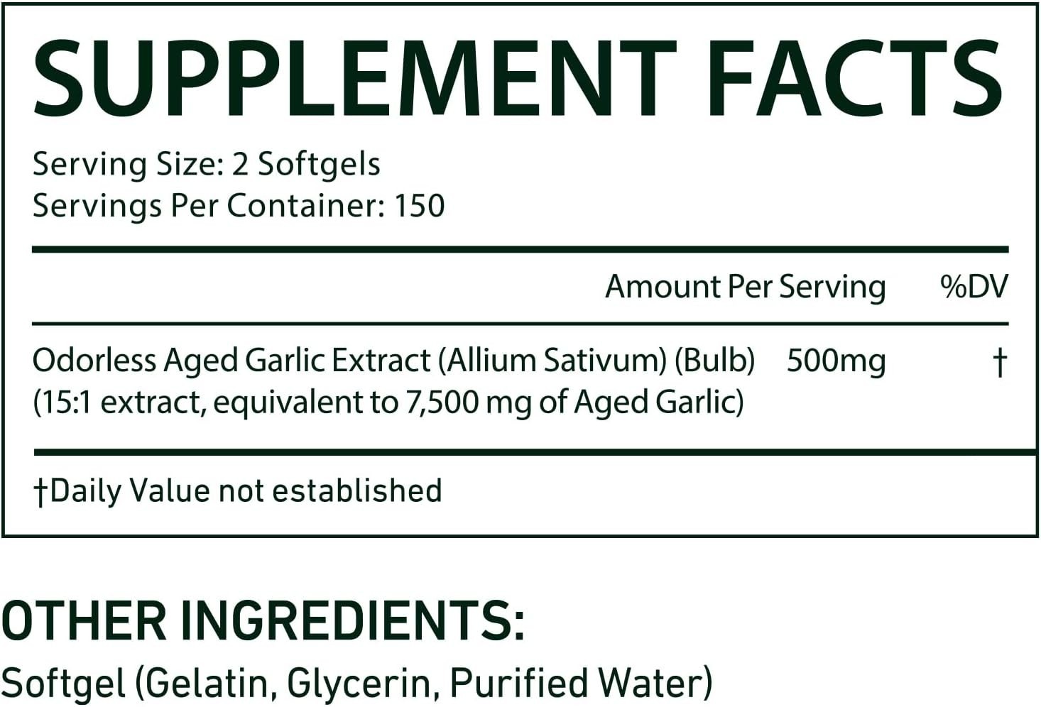 Aged Garlic Extract Antioxidant & Immune Support 7,500mg Equivalent 300 Softgels