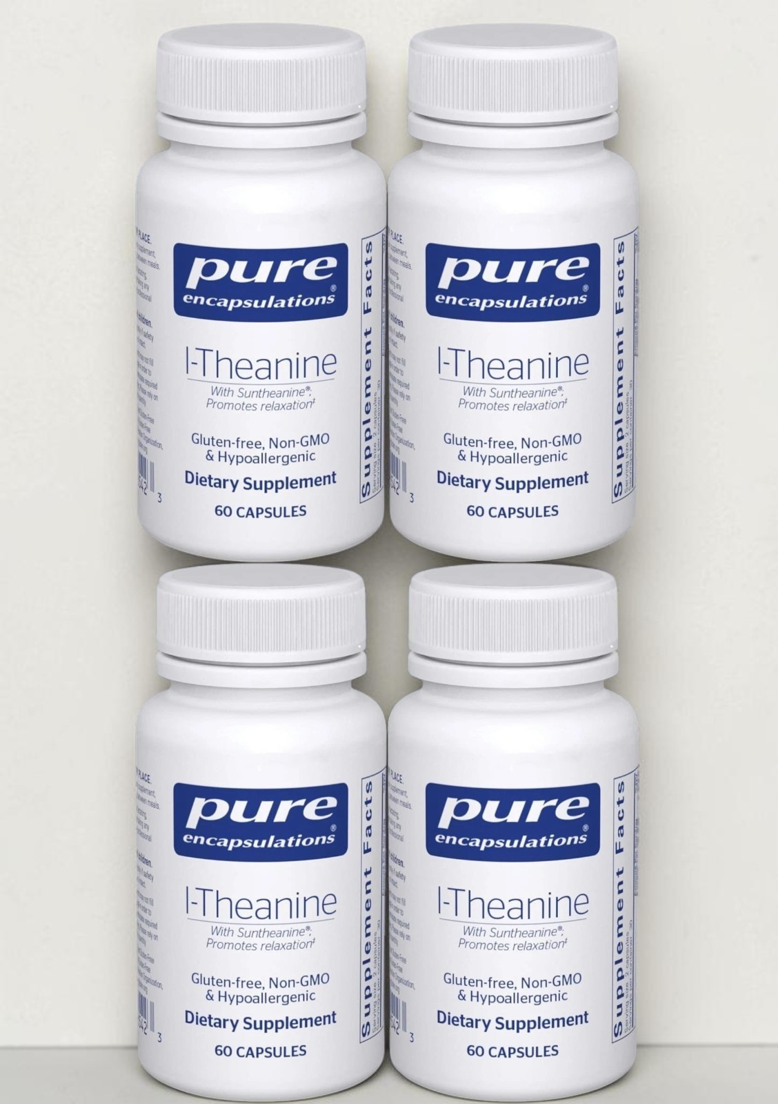 4X Pure Encapsulations L-Theanine, Stress & Relaxation Support 60ct Exp 02/2027