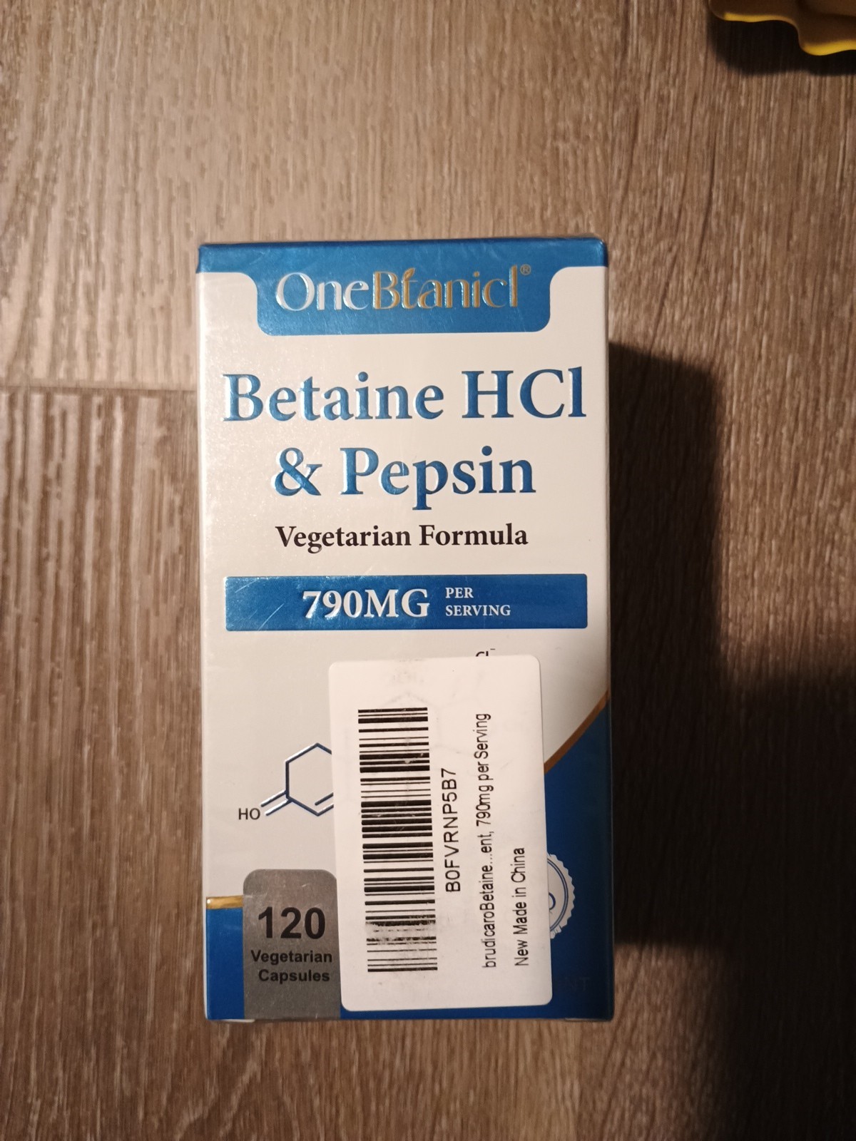 OneBtanicl Betaine HCl & Pepsin 790mg Digestive Support Vegetarian 120 Capsules