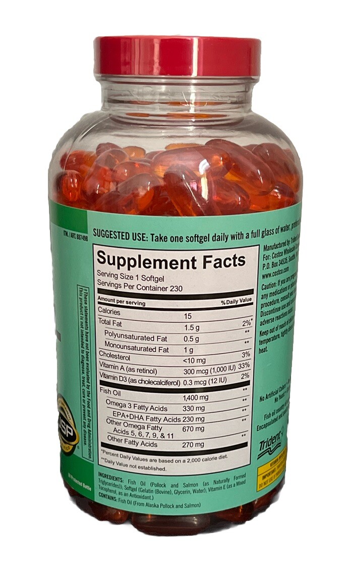 Kirkland Signature Wild Alaskan Fish Oil 1400mg 230 Count