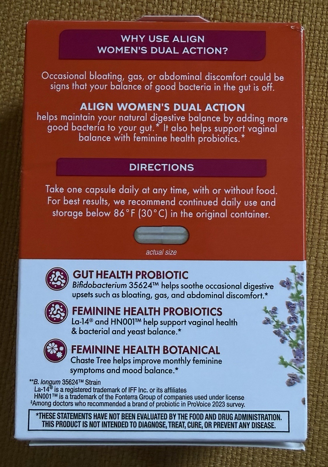 Align Women’s Dual Action Probiotic Dietary Supplement – 28 Capsules Exp 02/2027