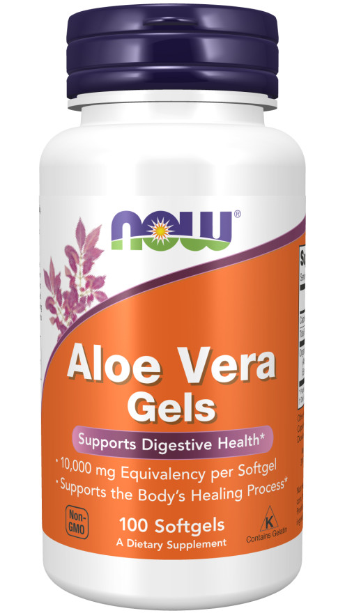 NOW Aloe Vera Gels – 200:1 – 10,000 mg Equivalency – 100 Softgels
