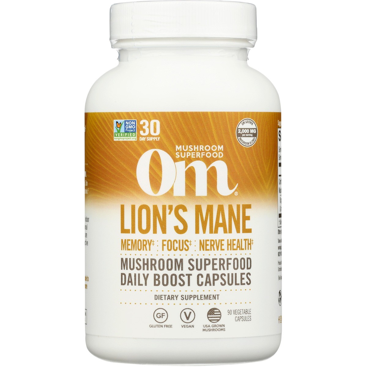 Lion’S Mane Mushroom Superfood Capsules By Om 90 Vegetarian 1 Pack