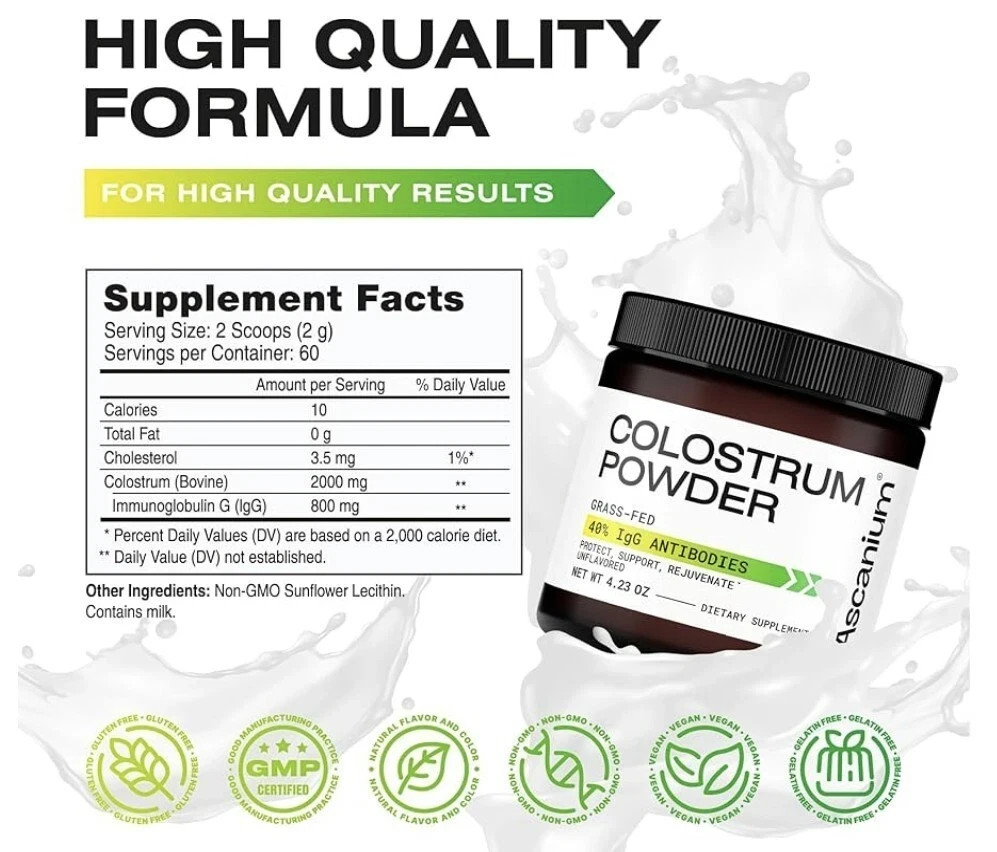 🆕 Ascanium Colostrum Powder Grass Fed Supplement Powder Gut, Immune Health