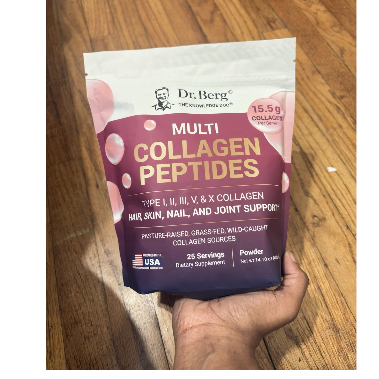Dr. Berg Multi Collagen Peptides Powder Hair Skin Joint Support 14.10 oz