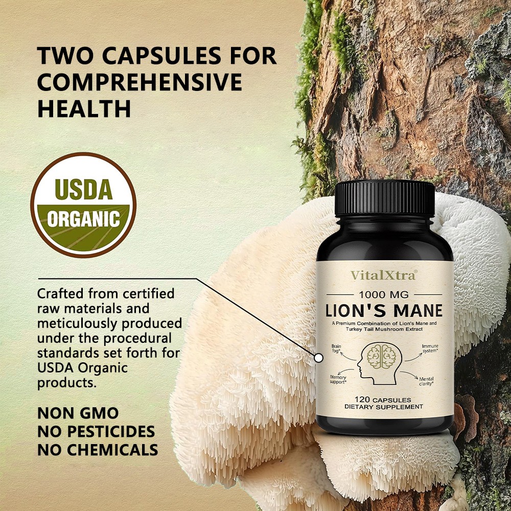 Dual Organic Herb Caps, For Memory,Focus,Mental Clarity & Immune system 120 Caps