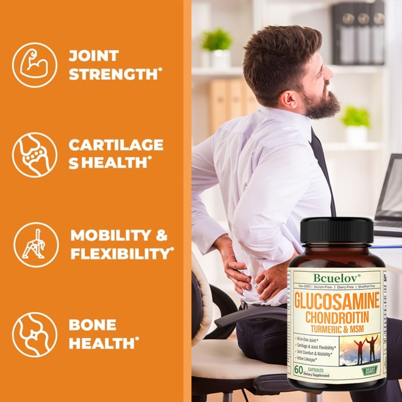 Triple Strength 2100mg Glucosamine Chondroitin MSM With Turmeric Joint Support